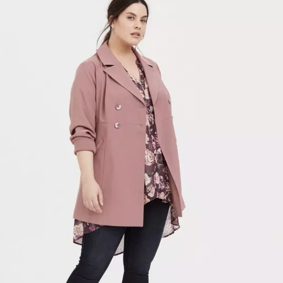 torrid Jackets & Blazers - Torrid Blush Pink Twill A-Line Trench Coat Double-Breasted Size 3X 22-24